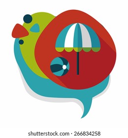 beach umbrella with ball flat icon with long shadow,eps10