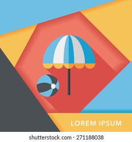 beach umbrella with ball flat icon with long shadow,eps10