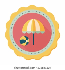 beach umbrella with ball flat icon with long shadow,eps10