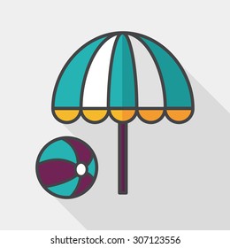 beach umbrella with ball flat icon with long shadow,eps10