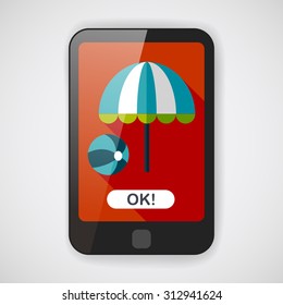 beach umbrella with ball flat icon with long shadow,eps10