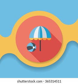 beach umbrella with ball flat icon with long shadow,eps10
