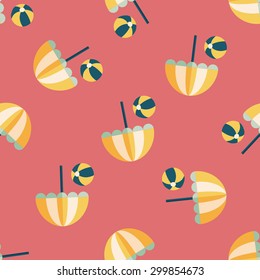 beach umbrella with ball flat icon,eps10 seamless pattern background
