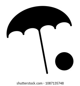 Beach Umbrella with Ball Icon.  96x96 for Web Graphics and Apps.  Simple Minimal Pictogram. Vector