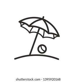 beach umbrella and ball icon vector. Beach symbol. Linear style sign for mobile concept and web design. Beach umbrella and ball symbol illustration. Pixel vector graphics - Vector.