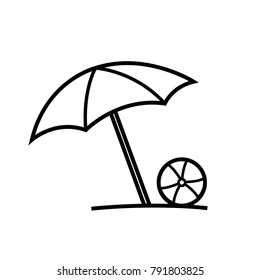 beach umbrella and ball icon vector
