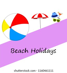 beach umbrella ball sunglasses cocktail hat beach holiday vector background