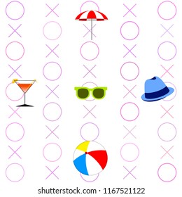 beach umbrella ball sunglasses cocktail hat beach holiday vector background