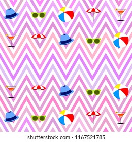 beach umbrella ball sunglasses cocktail hat beach holiday vector background