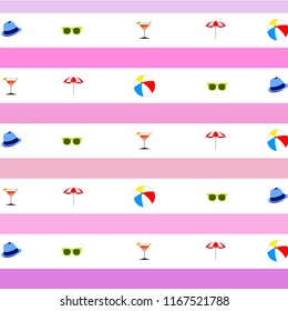 beach umbrella ball sunglasses cocktail hat beach holiday vector background