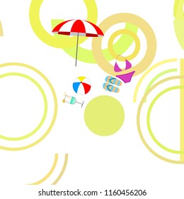 beach umbrella ball swimsuit flip flops cocktail summer holiday vector background