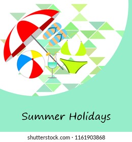 beach umbrella ball swimsuit flip flops cocktail