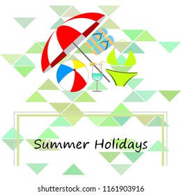 beach umbrella ball swimsuit flip flops cocktail