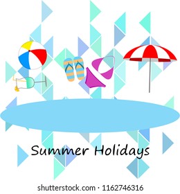 beach umbrella ball swimsuit flip flops cocktail summer holiday vector background