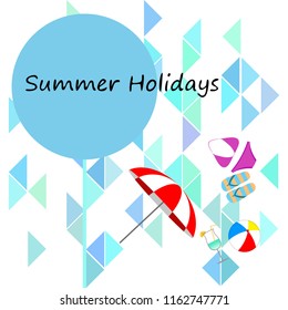 beach umbrella ball swimsuit flip flops cocktail summer holiday vector background