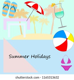 beach umbrella ball swimsuit flip flops cocktail f