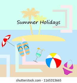 beach umbrella ball swimsuit flip flops cocktail f