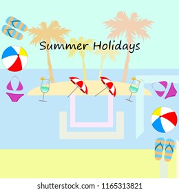 beach umbrella ball swimsuit flip flops cocktail f