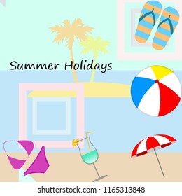 beach umbrella ball swimsuit flip flops cocktail f