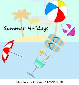 beach umbrella ball swimsuit flip flops cocktail f