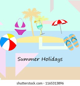 beach umbrella ball swimsuit flip flops cocktail f
