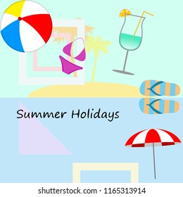 beach umbrella ball swimsuit flip flops cocktail f