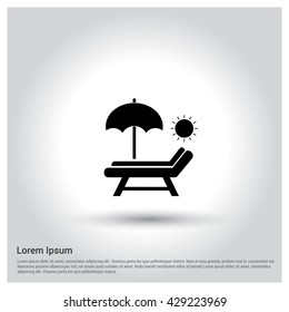 Beach umbrella and bed icon 