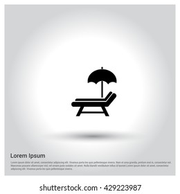 Beach umbrella and bed icon 