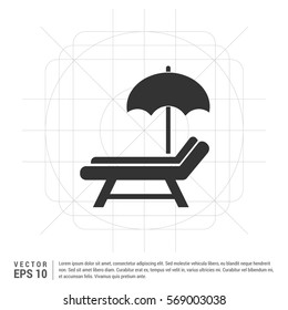 Beach umbrella and bed icon