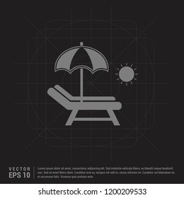 Beach Umbrella with Bed Icon - Black Creative Background - Free vector icon