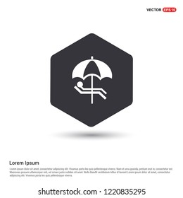 Beach Umbrella with Bed Icon Hexa White Background icon template - Free vector icon