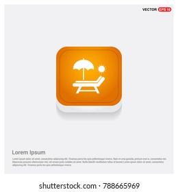 Beach umbrella and bed icon Orange Abstract Web Button