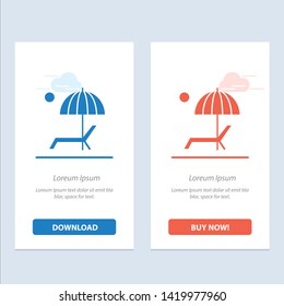 Beach, Umbrella, Bench, Enjoy, Summer  Blue and Red Download and Buy Now web Widget Card Template