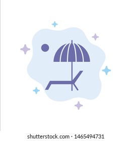 Beach, Umbrella, Bench, Enjoy, Summer Blue Icon on Abstract Cloud Background. Vector Icon Template background