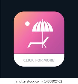 Beach, Umbrella, Bench, Enjoy, Summer Mobile App Button. Android and IOS Glyph Version