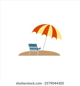 
beach umbrella and blue chair