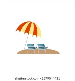 beach umbrella and blue chair