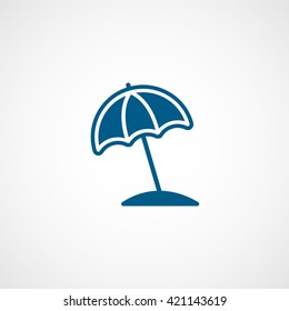 Beach Umbrella Blue Flat Icon On White Background