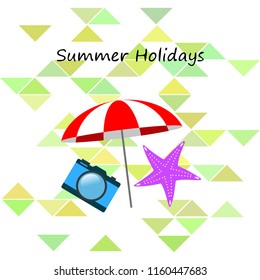 beach umbrella camera starfish summer holiday vector background