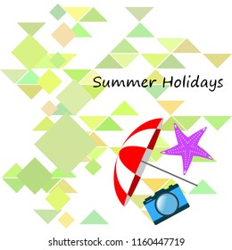 beach umbrella camera starfish summer holiday vector background