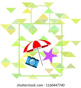 beach umbrella camera starfish summer holiday vector background