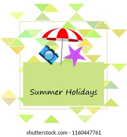 beach umbrella camera starfish summer holiday vector background