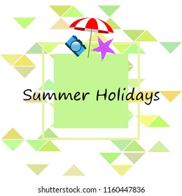 beach umbrella camera starfish summer holiday vector background