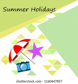 beach umbrella camera starfish summer holiday vector background