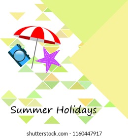 beach umbrella camera starfish summer holiday vector background