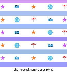 beach umbrella camera starfish summer holiday vector background