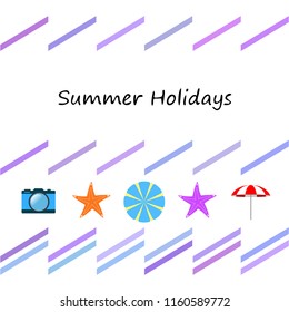 beach umbrella camera starfish summer holiday vector background