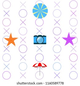 beach umbrella camera starfish summer holiday vector background