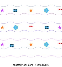 beach umbrella camera starfish summer holiday vector background