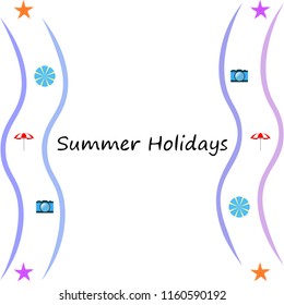 beach umbrella camera starfish summer holiday vector background